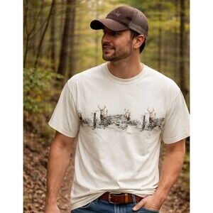 North River Outfitters Shirt Mens L Black Deer Hunting Short Sleeve Graphic NWT